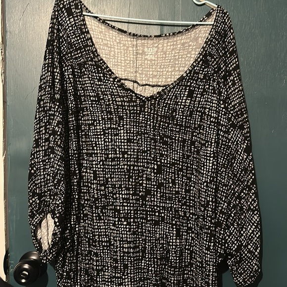 ana black and white puffer sleeve top size 1X - Picture 2 of 4